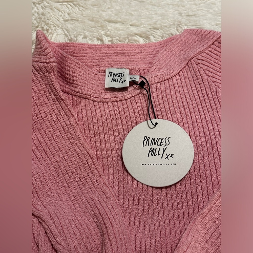 Princess Polly Pink Pember Off The Shoulder Knit Mini Dress Size M/L. NWT. - Picture 9 of 11